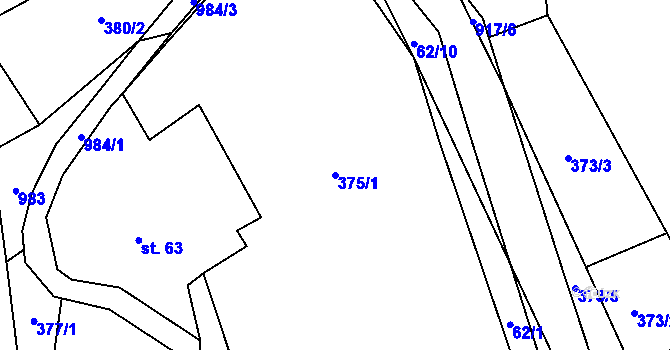 Parcela st. 375/1 v KÚ Prostřední Poříčí, Katastrální mapa
