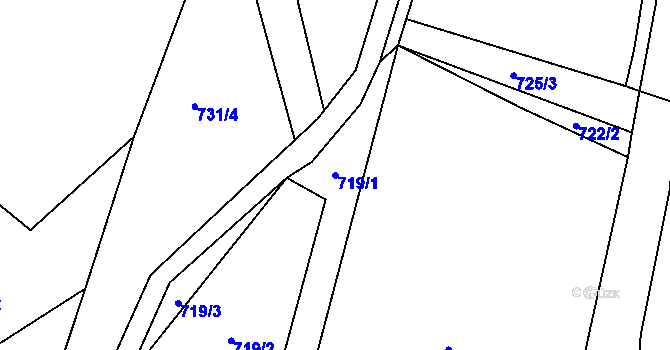 Parcela st. 719/1 v KÚ Prostřední Poříčí, Katastrální mapa