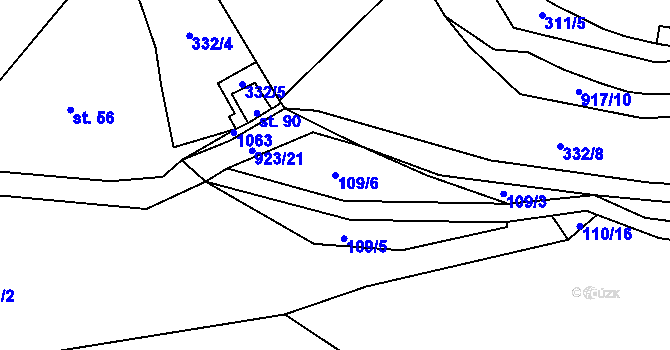 Parcela st. 109/6 v KÚ Prostřední Poříčí, Katastrální mapa