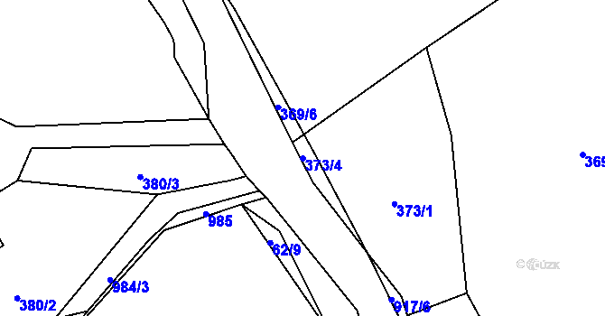 Parcela st. 373/4 v KÚ Prostřední Poříčí, Katastrální mapa