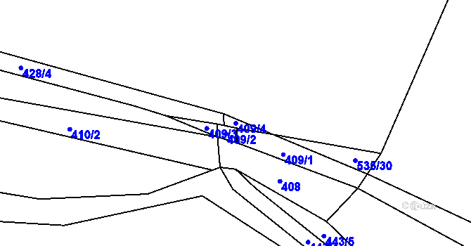 Parcela st. 409/4 v KÚ Prostřední Poříčí, Katastrální mapa