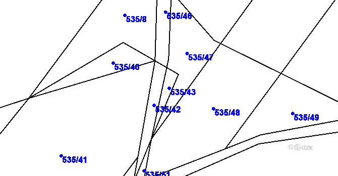 Parcela st. 535/43 v KÚ Prostřední Poříčí, Katastrální mapa