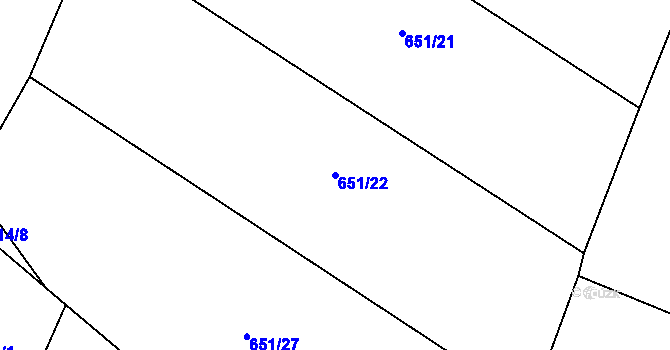 Parcela st. 651/22 v KÚ Prostřední Poříčí, Katastrální mapa