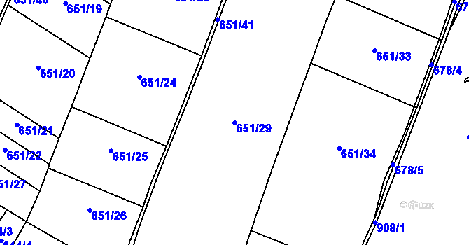Parcela st. 651/29 v KÚ Prostřední Poříčí, Katastrální mapa