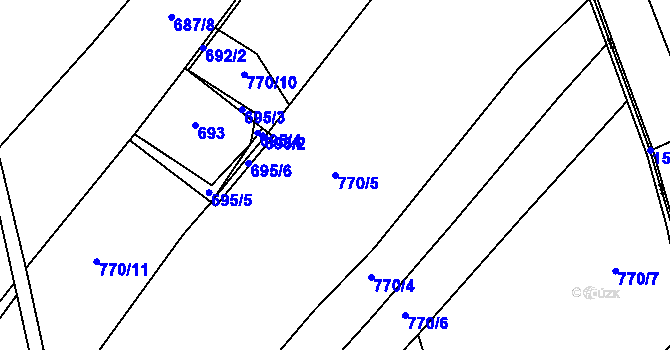 Parcela st. 770/5 v KÚ Prostřední Poříčí, Katastrální mapa