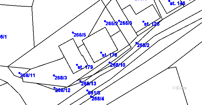 Parcela st. 178 v KÚ Prostřední Poříčí, Katastrální mapa