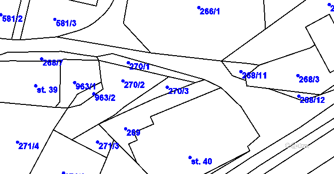 Parcela st. 270/3 v KÚ Prostřední Poříčí, Katastrální mapa