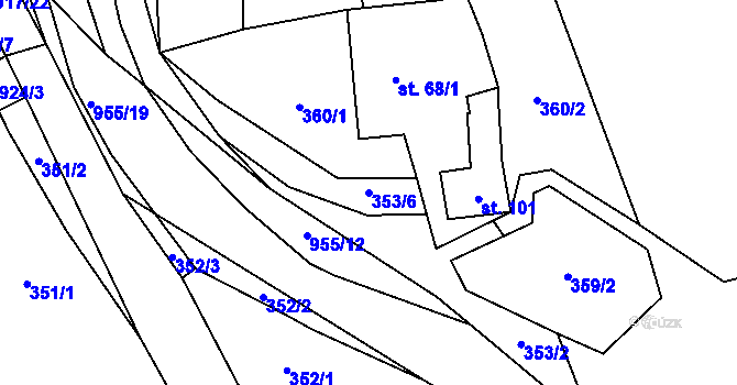 Parcela st. 353/6 v KÚ Prostřední Poříčí, Katastrální mapa