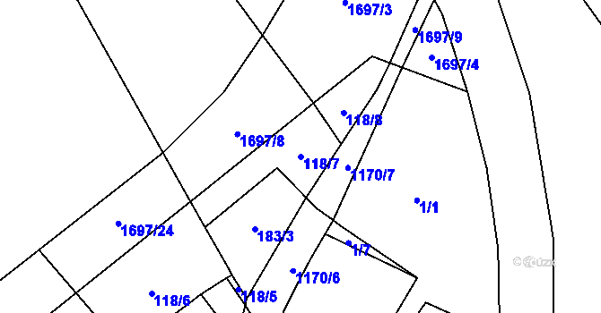 Parcela st. 118/7 v KÚ Protivanov, Katastrální mapa