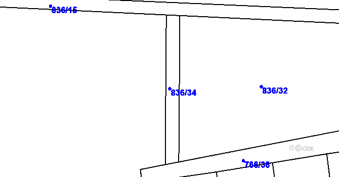 Parcela st. 836/34 v KÚ Protivanov, Katastrální mapa