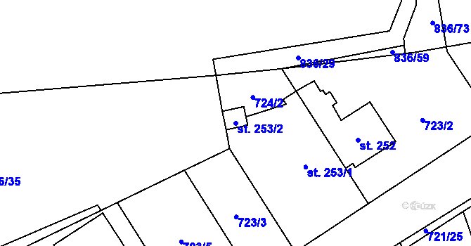 Parcela st. 253/2 v KÚ Protivanov, Katastrální mapa