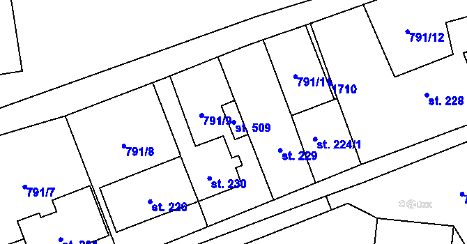 Parcela st. 509 v KÚ Protivanov, Katastrální mapa