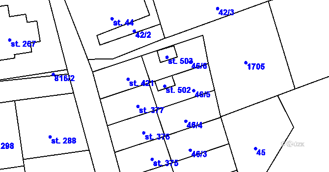 Parcela st. 502 v KÚ Protivanov, Katastrální mapa