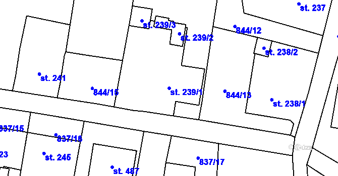 Parcela st. 239/1 v KÚ Protivanov, Katastrální mapa