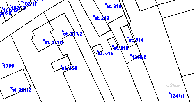 Parcela st. 515 v KÚ Protivanov, Katastrální mapa