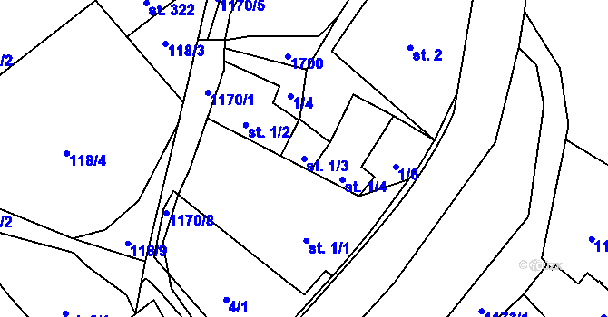 Parcela st. 1/3 v KÚ Protivanov, Katastrální mapa