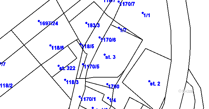 Parcela st. 3 v KÚ Protivanov, Katastrální mapa