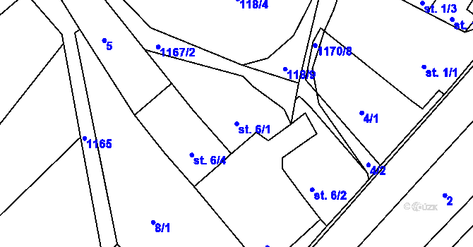 Parcela st. 6/1 v KÚ Protivanov, Katastrální mapa