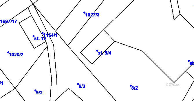 Parcela st. 9/4 v KÚ Protivanov, Katastrální mapa