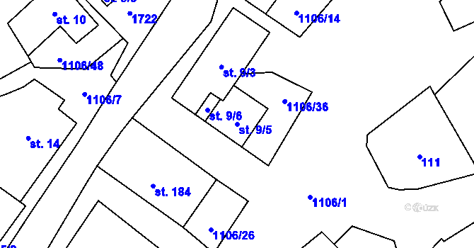 Parcela st. 9/5 v KÚ Protivanov, Katastrální mapa