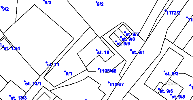 Parcela st. 10 v KÚ Protivanov, Katastrální mapa
