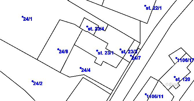 Parcela st. 23/1 v KÚ Protivanov, Katastrální mapa