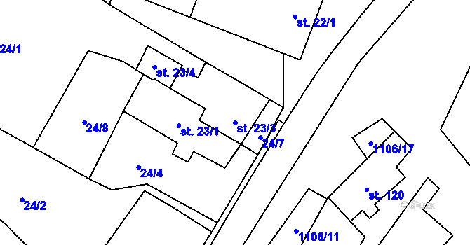 Parcela st. 23/3 v KÚ Protivanov, Katastrální mapa