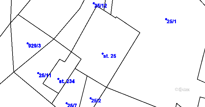 Parcela st. 25 v KÚ Protivanov, Katastrální mapa