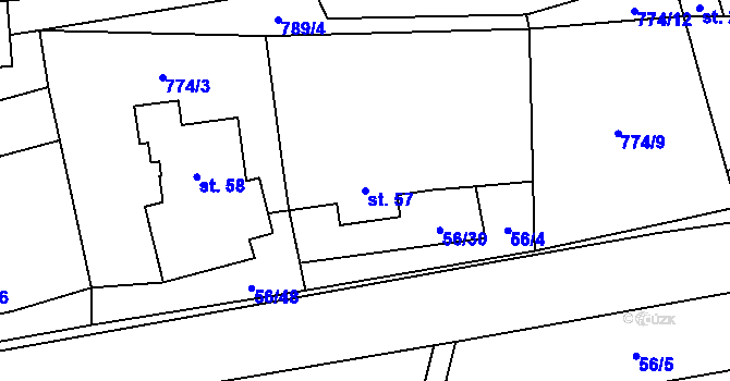 Parcela st. 57 v KÚ Protivanov, Katastrální mapa