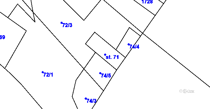 Parcela st. 71 v KÚ Protivanov, Katastrální mapa