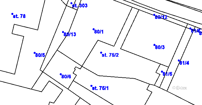 Parcela st. 75/2 v KÚ Protivanov, Katastrální mapa