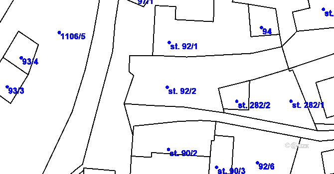 Parcela st. 92/2 v KÚ Protivanov, Katastrální mapa