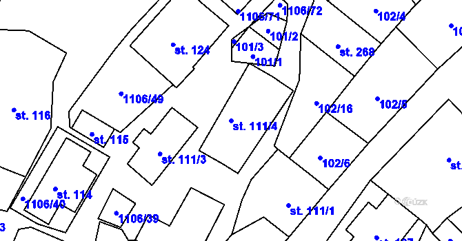 Parcela st. 111/4 v KÚ Protivanov, Katastrální mapa