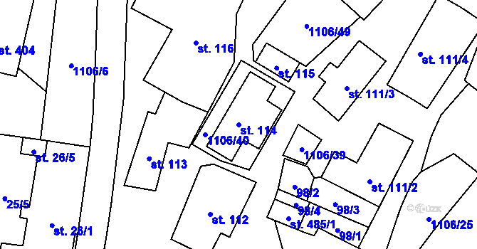 Parcela st. 114 v KÚ Protivanov, Katastrální mapa