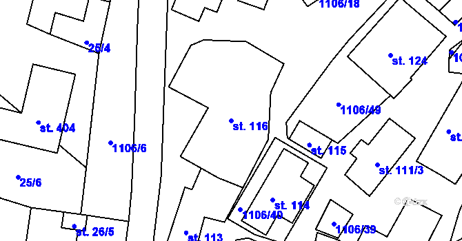 Parcela st. 116 v KÚ Protivanov, Katastrální mapa