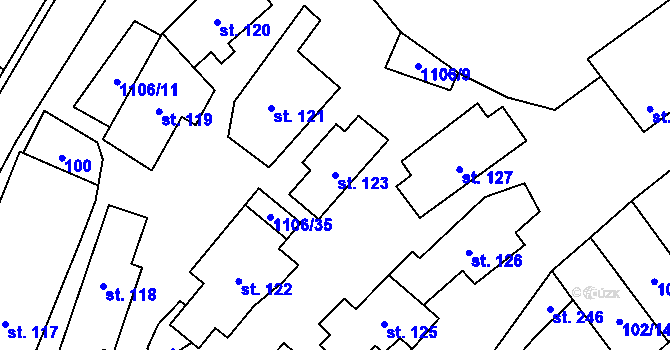 Parcela st. 123 v KÚ Protivanov, Katastrální mapa