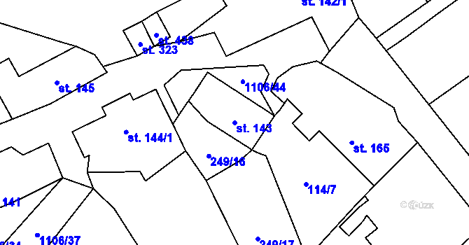 Parcela st. 143 v KÚ Protivanov, Katastrální mapa