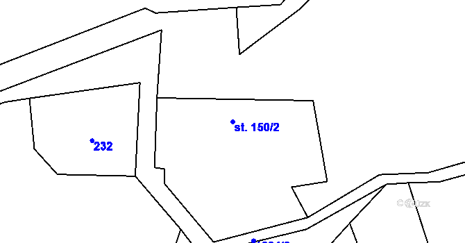 Parcela st. 150/2 v KÚ Protivanov, Katastrální mapa