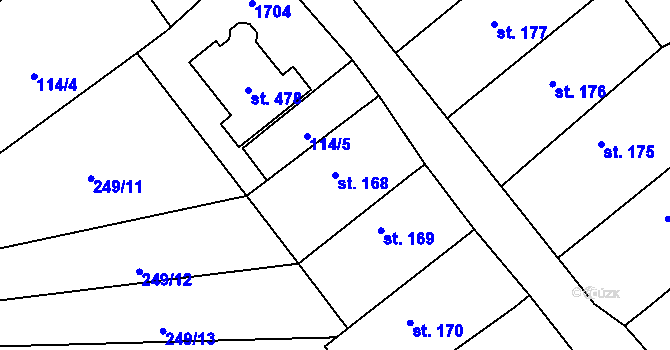 Parcela st. 168 v KÚ Protivanov, Katastrální mapa
