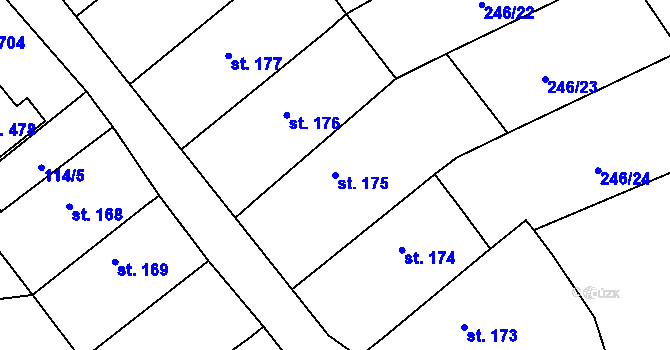 Parcela st. 175 v KÚ Protivanov, Katastrální mapa