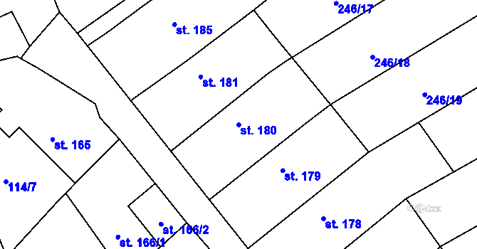 Parcela st. 180 v KÚ Protivanov, Katastrální mapa