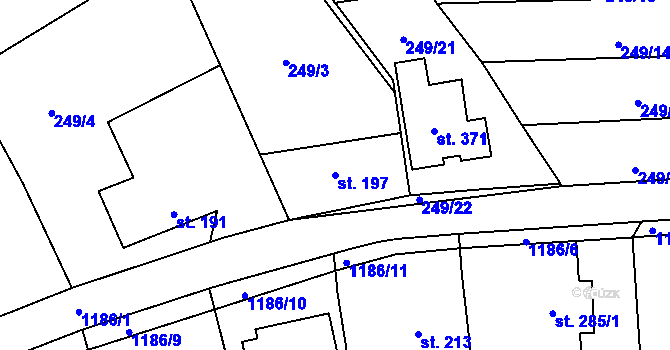 Parcela st. 197 v KÚ Protivanov, Katastrální mapa