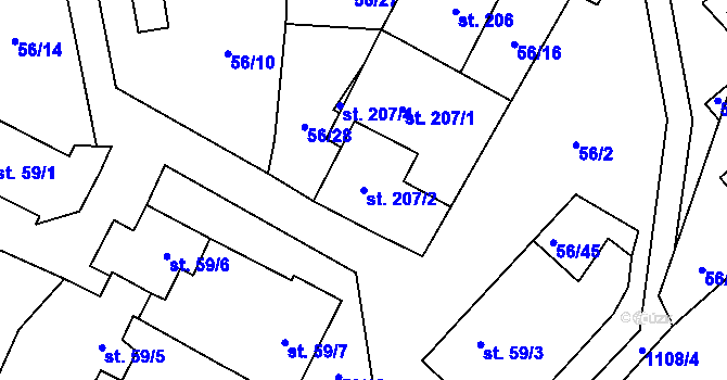 Parcela st. 207/2 v KÚ Protivanov, Katastrální mapa