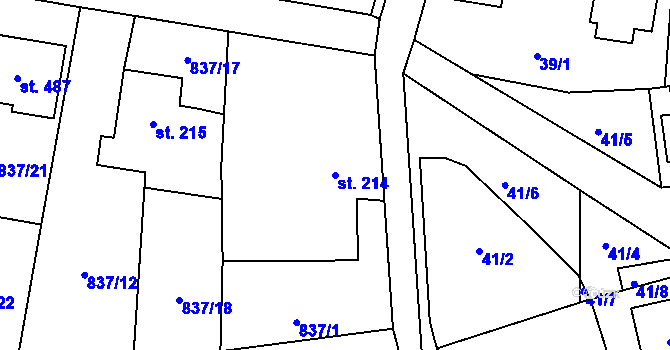 Parcela st. 214 v KÚ Protivanov, Katastrální mapa