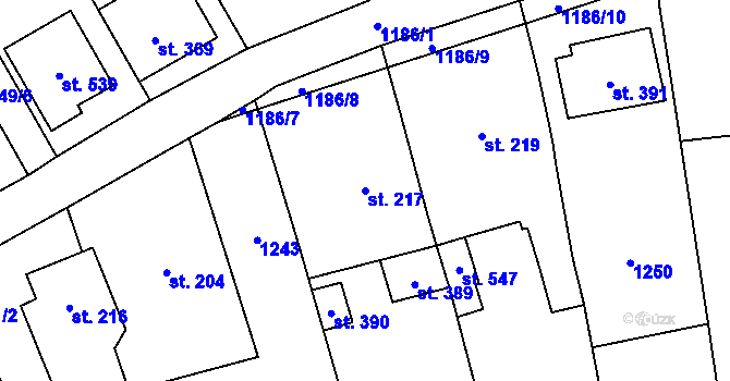 Parcela st. 217 v KÚ Protivanov, Katastrální mapa