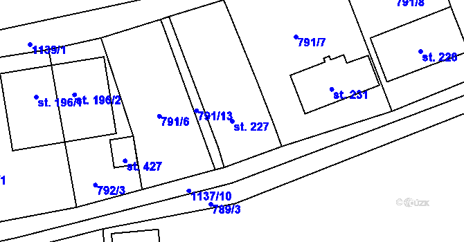Parcela st. 227 v KÚ Protivanov, Katastrální mapa