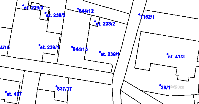 Parcela st. 238 v KÚ Protivanov, Katastrální mapa