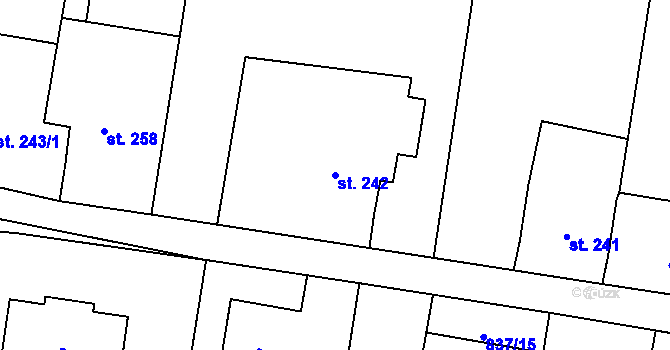 Parcela st. 242 v KÚ Protivanov, Katastrální mapa