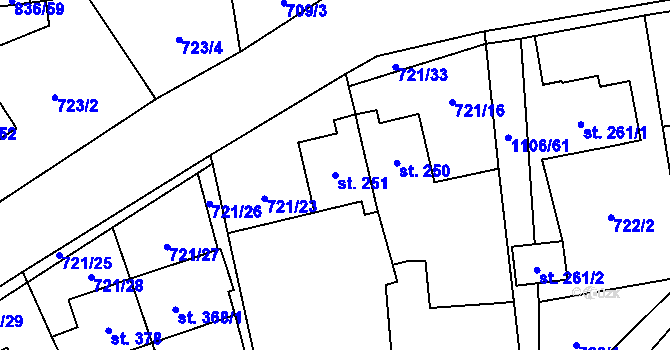 Parcela st. 251 v KÚ Protivanov, Katastrální mapa