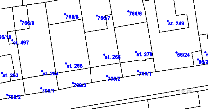 Parcela st. 266 v KÚ Protivanov, Katastrální mapa